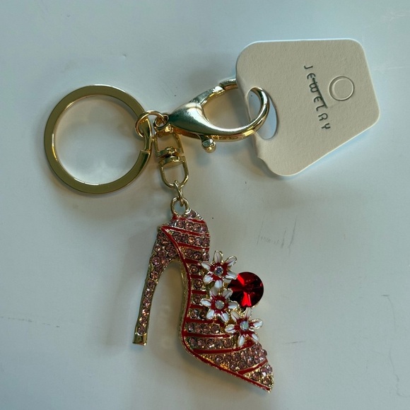 Diamond High Heel Flower Key Ring Rhinestone Crystals Red Fashion Jewelry - Picture 3 of 6